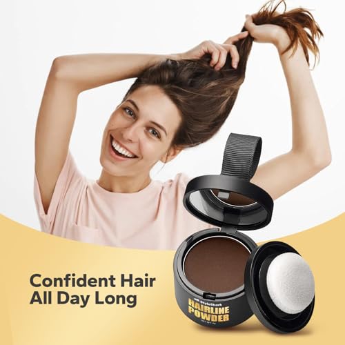 StyleShark Hairline Powder for Women and Men - Stain-Proof Root Touch Up for Thinning Hair, Sweatproof Hair Color (Med Brown) - Thumbnail 7