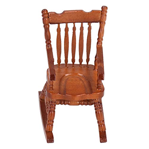 outdoorm 1:12 Mecedora en Miniatura Lindos Muebles mecedores de Madera Accesorios para casa de muñecas de Juguete (Color café)