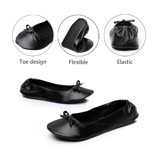 Nexoria Foldable Flats for Women, Foldable Ballet Flats Shoes for Purse, Portable Roll Up Shoes with Zipper Pouch, Stylish Comfortable & Non-Slip Portable Women Flat for Weddings, Office, Travel2