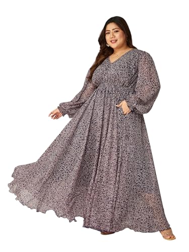 Miss Chase A+ Women's V-Neck Bishop Sleeve Floral Gathered Chiffo...