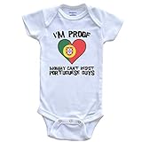 I'm Proof Mommy Can't Resist Portuguese Guys Portugal Flag Heart Baby Onesie, 6-9 Months White