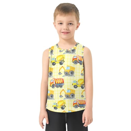 Construction Truck Yellow Boys Tank Tops Quik Dry Toddler Tank Top Undershirts T-Shirts for Boys,3T2