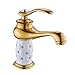 Produktbild Retro Deluxe FaucetingFree Versand Luxus Soild Messing Gold Finish Bad Armatur Rose Gold Keramik Diamant & Crystal Körper einzigen Griff Leitungswasser, kurze Ausführung B, Russische Föderation