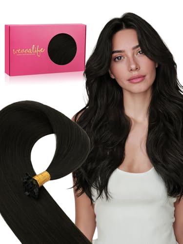Wennalife WENNALlFE Mini Flat Tip Hair Extensions Human Hair, 50g 60s 20 Inch Natural Black Remy Hair K Tip Hair Extensions Seamless Soft and Invisible Keratin Extensions De Cabello sold by Wennalife - Amazon Seller - HK