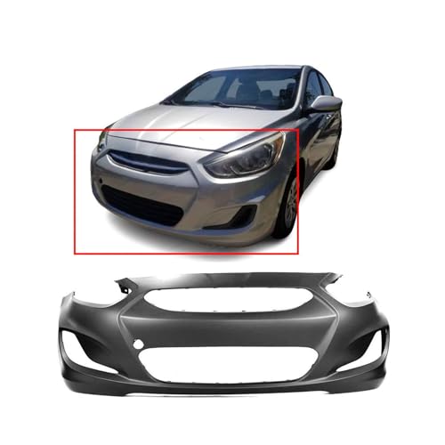Image of FitParts Compatible with Hyundai Accent 2014-2017 Front Bumper Cover | Primed, With Fog Light Holes, Sedan /Hatchback, Ready to Paint, OEM 865111R010, HY1000201