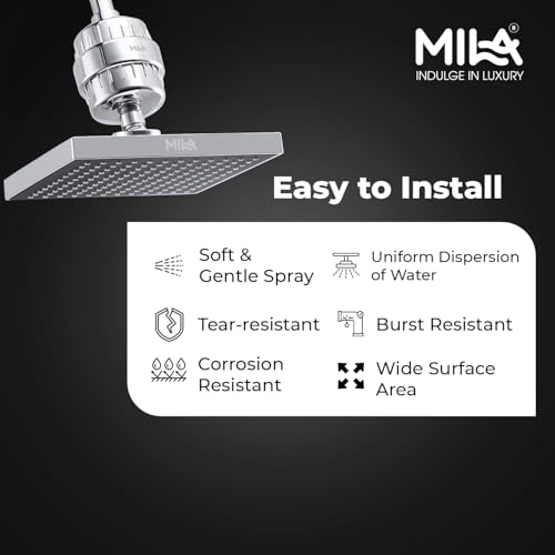 Image of Mila Matte Rain Shower| Chrome Finish Square Overhead Shower | 200 * 200mm Ceiling Mounted | ABS Body| Single Function Rainfall Shower for Broad Coverage & Water Efficiency| (Without Arm)