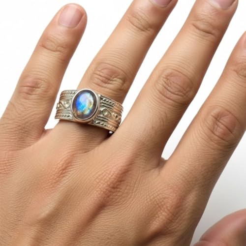 Image of 55Carat Choose Your Color Genuine Gemstone Sterling Silver Ring Band Vintage Handmade Jewelry Sizes 5-12