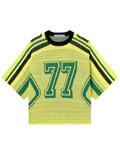 Aelfric Eden T Shirts Oversized Number Graphic Unisex Knit Stripe Tee Color Blocking Streetwear 2025 Trend Tops