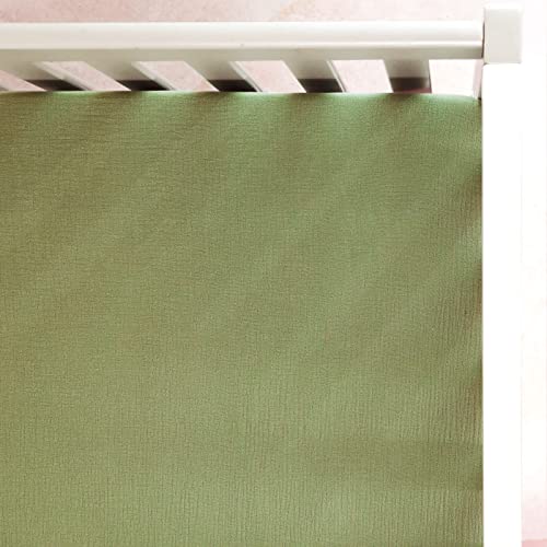 Image of GRSSDER Soft Muslin Crib Sheet 1 Pack, 100% Cotton Crib Sheets with Deep Pocket for Boys and Girls, Fit Standard Crib Mattresses 52" x 28" Safe and Snug, Olive Green