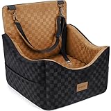 JOEJOY Elevated Dog Car Seat for Small/Medium Dogs up to 35 lbs, Memory Foam Pet Booster Seat with Detachable Washable Cover, Portable Travel-Safe Bed for Cars with Safety Belts and Storage Pockets