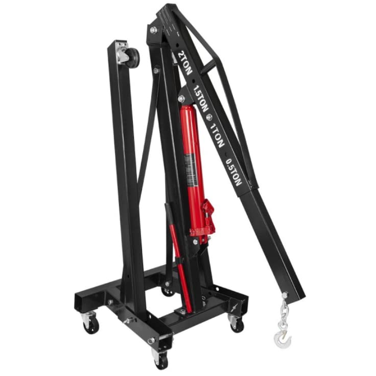 SIO Grúa Elevadora de Motores 2 Toneladas | Grúa Hidráulica de Taller Plegable | Elevador de Motores y Cargas Pesadas | Mecánica Profesional y Automoción