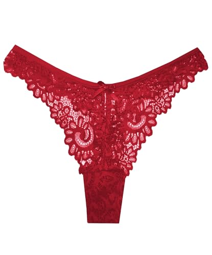 Image of Murimia Sexy Seamless Thongs for Women Lace Underwear Breathable Low Rise T-Back Panties