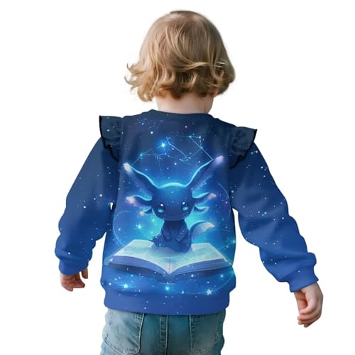 Sweatshirt for Girls 1-8 Years Crewneck Pullover Tops Ruffle Shoulder Sweaters Kids Long Sleeve Shirt2