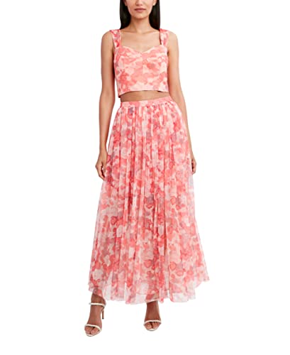 Bcbgmaxazria Womens Cropped Sleeveless V Neck Bra Top Shirt, Blush Multi, X-Small Us #TOP3