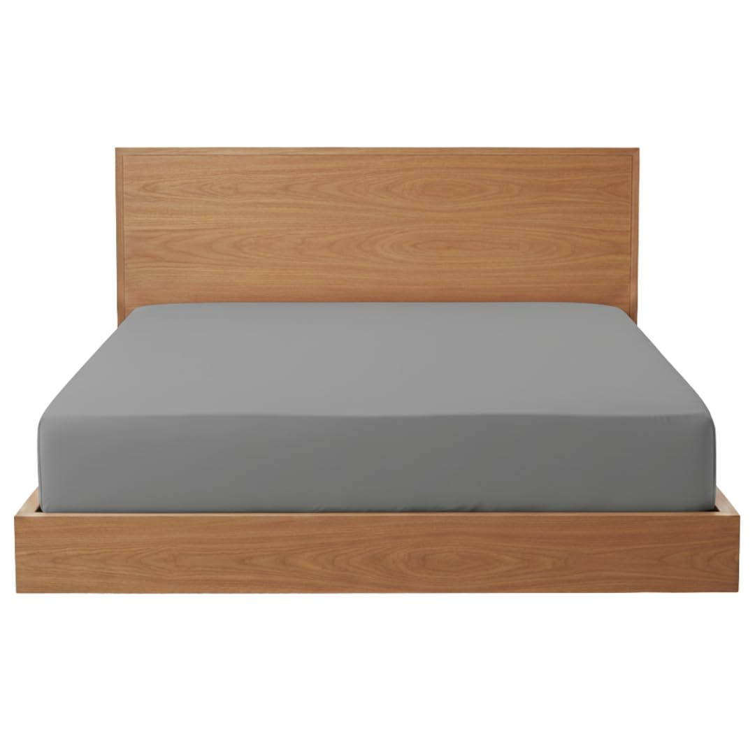 BRIT COTTON® Single Charcoal Fitted Sheets Pack of 1, 90GSM Microfiber, Extra Deep 16"/40cm Bottom Sheets for Thick Mattresses, Soft & Durable