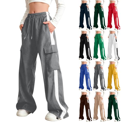 gsatuba Sweat Pants for Girls Fashion Kids y2k Baggy Sweatpants Drawstring Waist Wide Leg Loose Joggers Teens Clothes Gray Girls Wide Leg Pants Size 7 Years
