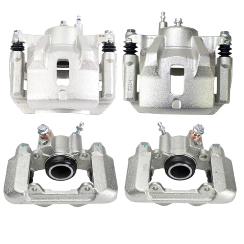 Image of TRQ Front and Rear Brake Caliper Set Zinc Coated Brackets Compatible with 2003-2006 Pontiac Vibe 2005-2008 Toyota Matrix 2005-2006 Corolla