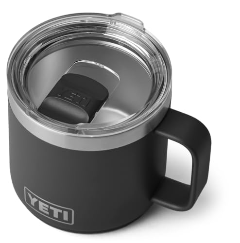 YETI Rambler Mug, Vacuum Insulated Stainless Steel Stackable Mug with Magslider Lid, Black, 14 oz (414 ml)