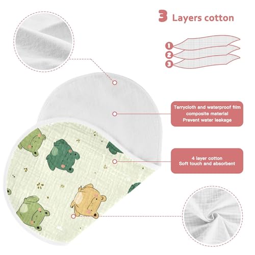 Cartoon Cute Frog Burp Cloths Baby Boys Girls Absorbent Soft Cotton Burping Cloths Rags, 4 Pack3