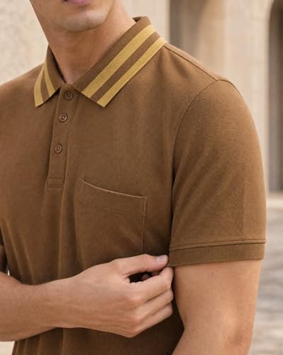 Image of Nobero Striped Collar Regular Fit Polo T Shirt for Men | Polo t-Shirts for Men | Regular Fit | Striped Collar | Premium Fabric | Casual & Smart Casual