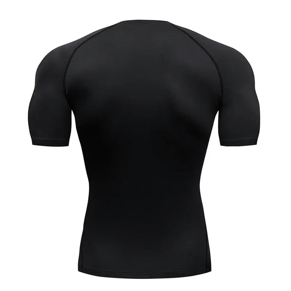 DYRBF - Camiseta de compresión para hombre, ropa deportiva de verano, camiseta para correr, elástica, de secado rápido, para deportes, gimnasio, entrenamiento