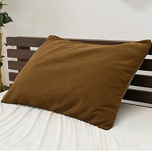 西川 枕カバー まくらカバー 43×63cm ブラウン×ベージュ あったかカバー 冬用 かわいい ふわふわ ピロケース 無地 フリース 冬 あったか シンプル カバー