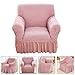 GARVALON Recliner Sofa Cover Stretch Fabric Slipcover All-Around Elastic with Skirt for Single Seat Pink Couch Chair Upholstery