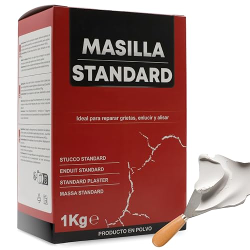 Masilla Standard de Pared, Pasta para reparar grietas, enlucir y alisar, Producto en polvo, Ideal para reparar fachadas, Modo de preparación para diluir en agua, Contiene 1 Kg