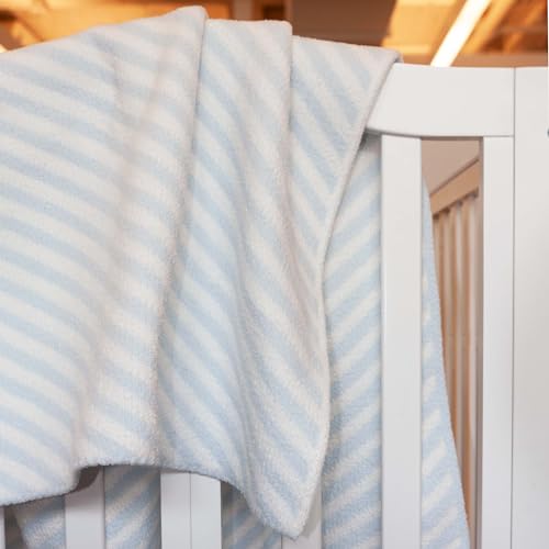 Image of Chenille Baby Blanket, Toddler Blanket, Soft & Plush, 40x30 Inches (BLUE STRIPES)