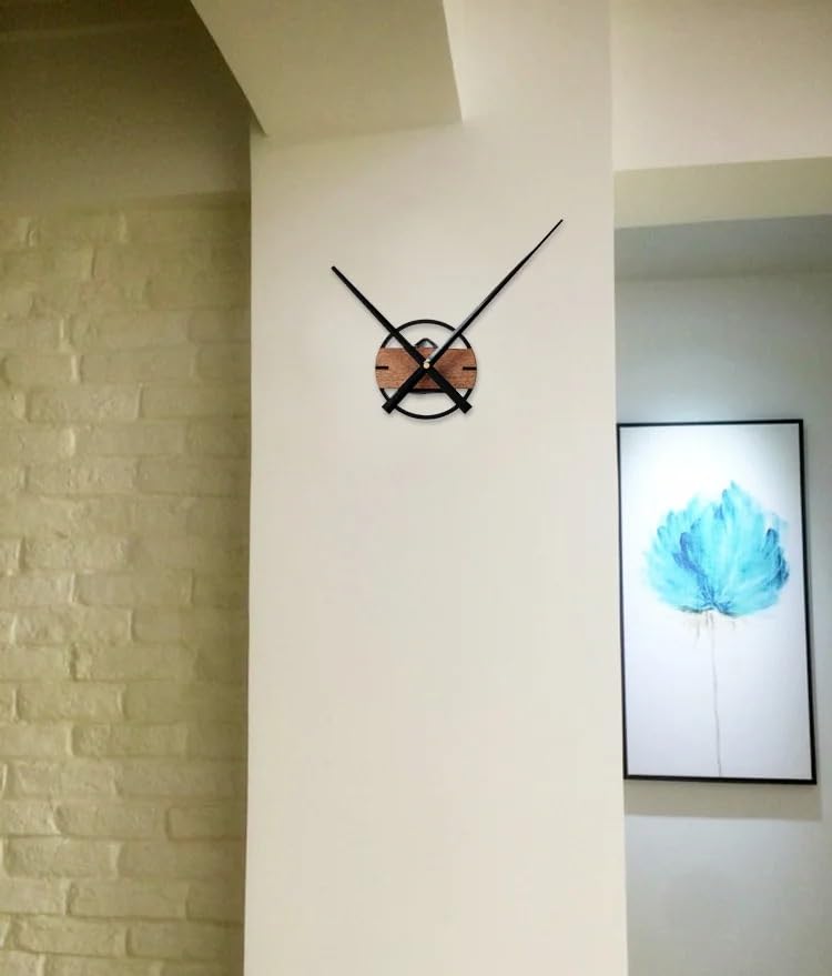 Horloge Murale Horloge Murale silencieuse en Bois, Autocollant 3D de 12cm, Grand pointeur Horloge pour Le Salon
