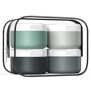 Kuangre Travel Containers for Toiletries, Silicone Cream Jars BPA-Free, Leak-proof 2oz Travel Size Containers, Portable Size Silicone Jars with Lid for Cosmetic Face Hand Body Cream (4 Pack)