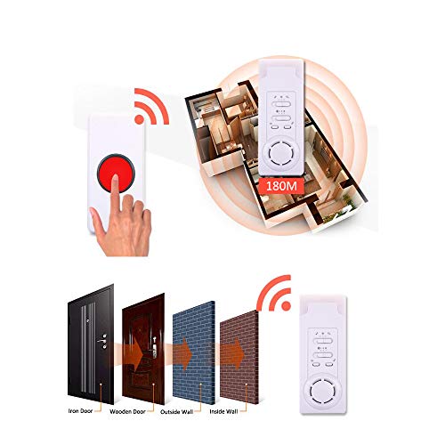 FUNRUI Home Safety Patient Alert Alarm System Wireless Alarm Emergency Call Button Elderly Monitor Caregiver Personal Pager for Elderly Kids, 2 in 1