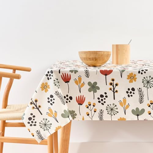 BELUM | Mantel NO Hule Paola 1, Mantel 200x140cm, Mantel Antimanchas resinado, Mantel Antibacteriano, Mantel Fabricado Tejido orgánico, Mantel 100% algodón orgánico