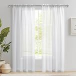 DWCN White Net Curtains for Windows 84 Drop, Rod Pocket Voile Curtain Bedroom Sheer Curtains Semi-Transparent Light Filtering Curtains for Living Room Bedroom Windows, W52 x L84 Inch, Set of 2