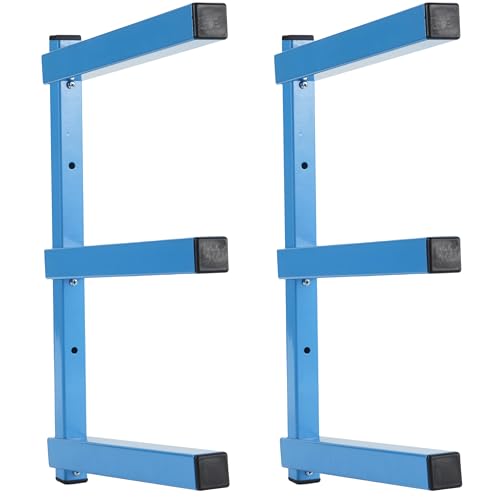 Sinoer garage étagères de rangement en bois, peint en bleu, acier lourd, intérieur, extérieur Étagères murales à 3 niveaux - lot de 2