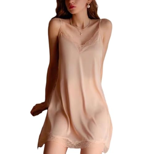 [Formemory] ハーフスリップ レディース キャミソール ナイトウェア スリップ ベビードール ペチコート インナー ワンピース ルームウェア 吸汗通気 柔らか おしゃれ 肌に優しい かわいい 女の子 女性 プレゼン 4色 (アンズ, L) - Formemory - 商品画像