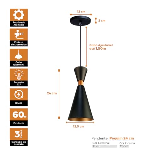 AZ Casa Decor, Pendente Lustre Luminária Mini Pequim 24cm Preto