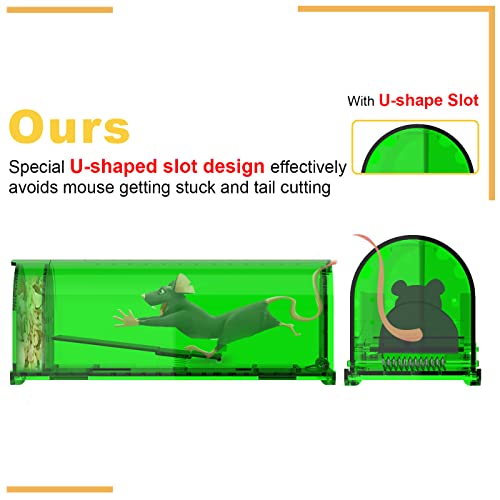 4 Pack 93 Holes Humane Mouse Traps Indoor for Home/Outdoor, Live Catch and Release Mice Traps, No Kill Mouse Catcher, Easy to Set and Reusable Humane Trap, Safe for Families and Pets