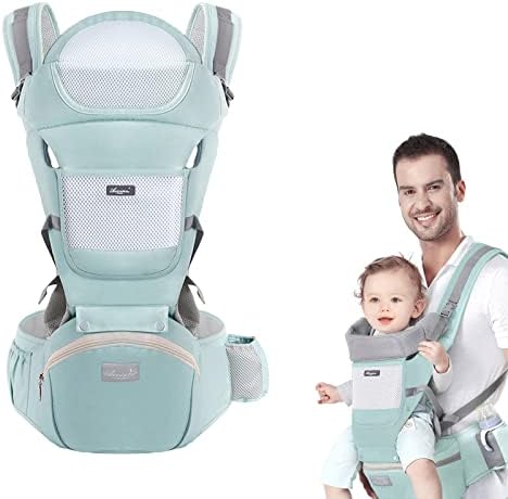Huifen Baby Carrier Newborn to Toddler, Multi-Functional 9 in 1 Baby Carrier with Hip Seat for All Seasons, Baby Backpack Carrier for Toddler, Infant, Newparents (7-40Lb) (Green - Multifunctional)