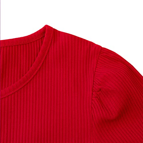 Noomelfish Girls Long Sleeve Ribbed Knit Dress Solid Color Casual Pocket Dresses (4-12 Years)3