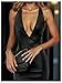 Floerns Women's Leather Deep V Neck Halter Dress Tie Backless Bodycon Going Out Mini Dresses Black X-Small