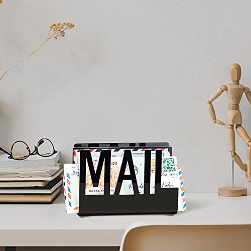 image for Hewomate Mail Organizer Mail Holder Countertop Black Acrylic Mail Sort