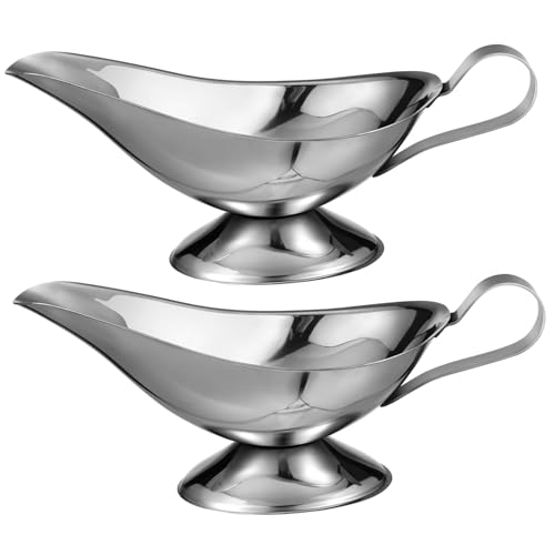 Cabilock Stainless Steel Juice Boat Serving Bowl Gravy Boat Ladle Pitcher Set Metal for Entertaining Bbq Catering Sauce Container
