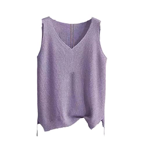 Débardeur sans manches femme col en V chic violet clair L pour vos terrasses d'été