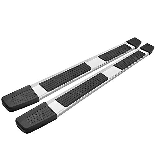 IKON MOTORSPORTS, Side Step Nerf Bar Compatible With 2019-2022 Chevrolet Silverado GMC Sierra 1500 Crew Cab, Factory S6 Style Silver Running Board 2PC Set