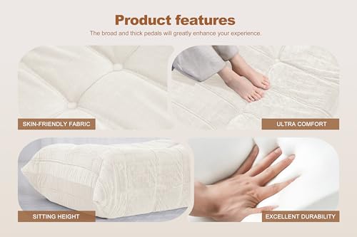 Image of Bean Bag Pouf Ottoman, Foot Stool, Foot Rest with Memory Foam Filled, Rectangle Ottoman for Living Room, Bedroom, Office (Beige Plush)