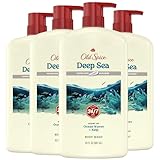 Old Spice Cleansing Body Wash for Men, 24/7 Shower Fresh with Lasting Scent, Exfoliate & Cleanse, Gentle on Skin, Vitamin B3, Deep Sea with Ocean Waves + Kelp Scent, 30 oz (Pack of 4)