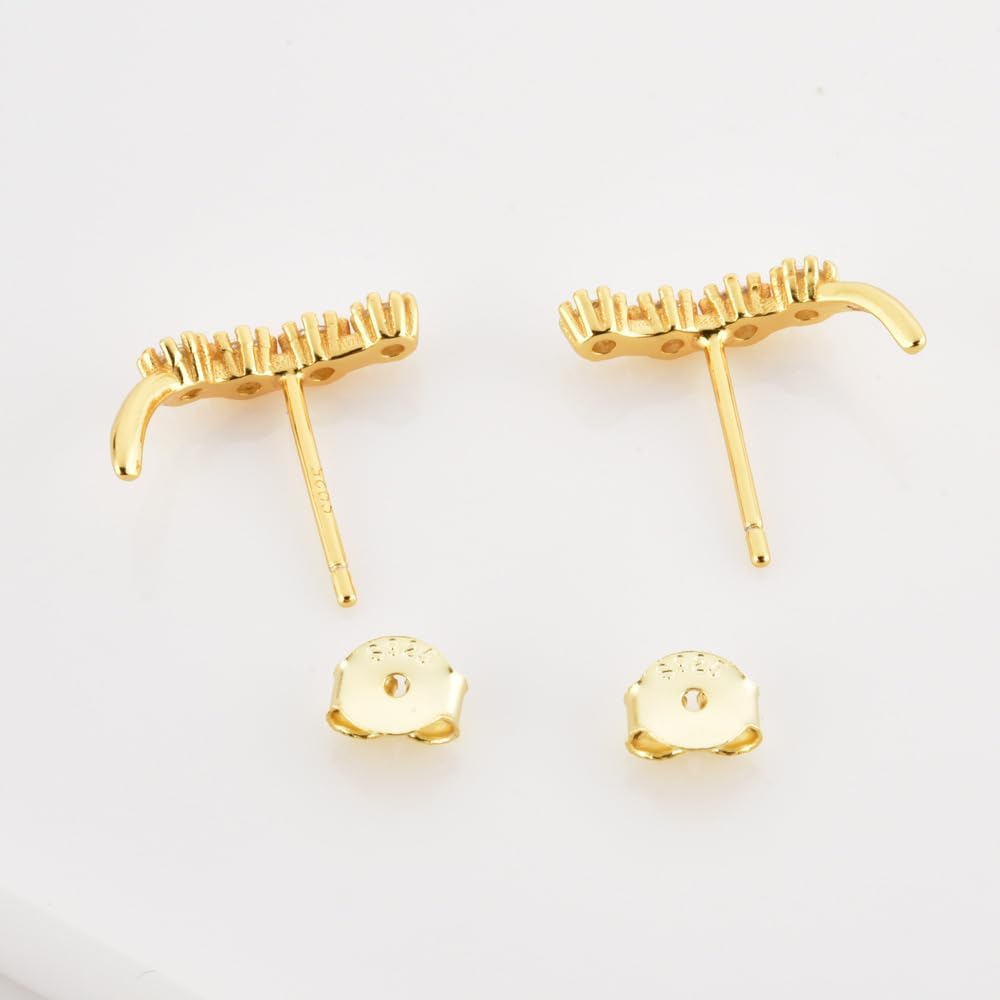 VIFE 925 Sterling Silver Small Studs Earrings Cubic Zirconia Ear Climbers 4 Stone Ear Crawler Earrings for Women - Image 5