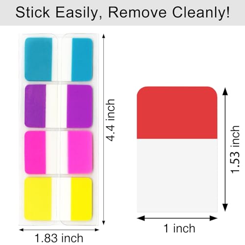 Image of KICNIC Sticky Index Tabs 480 Pieces, 1 Inch Divider Tabs Stick On, Page Marker Bookmark, Write Tab Flags Self Adhesive, 6 Dispensers, 20 Pcs /Color