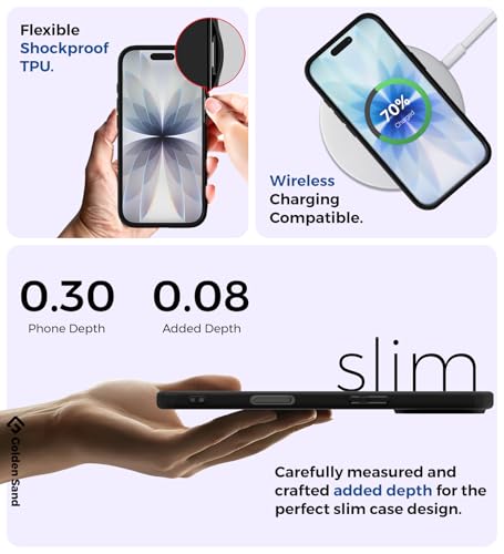Image of Golden Sand Rugged Frosted Back Cover Case for iPhone 17 - Semi Transparent, Shockproof, Slim Profile, Matte Grip (Space Black, TPU+PC)